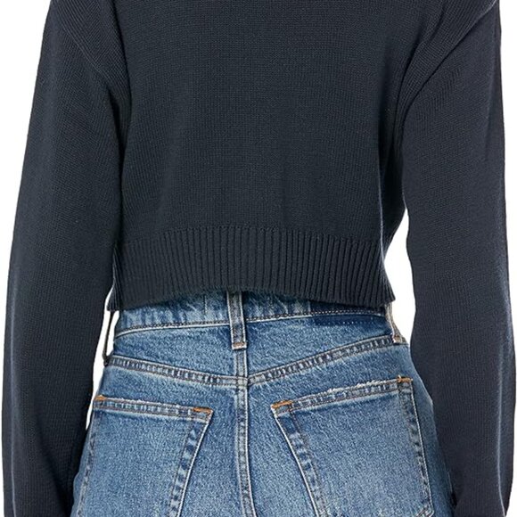Tommy Jeans Women’s Logo Navy Blue Cropped Cardigan Sweater (NWOT) - Picture 6 of 10